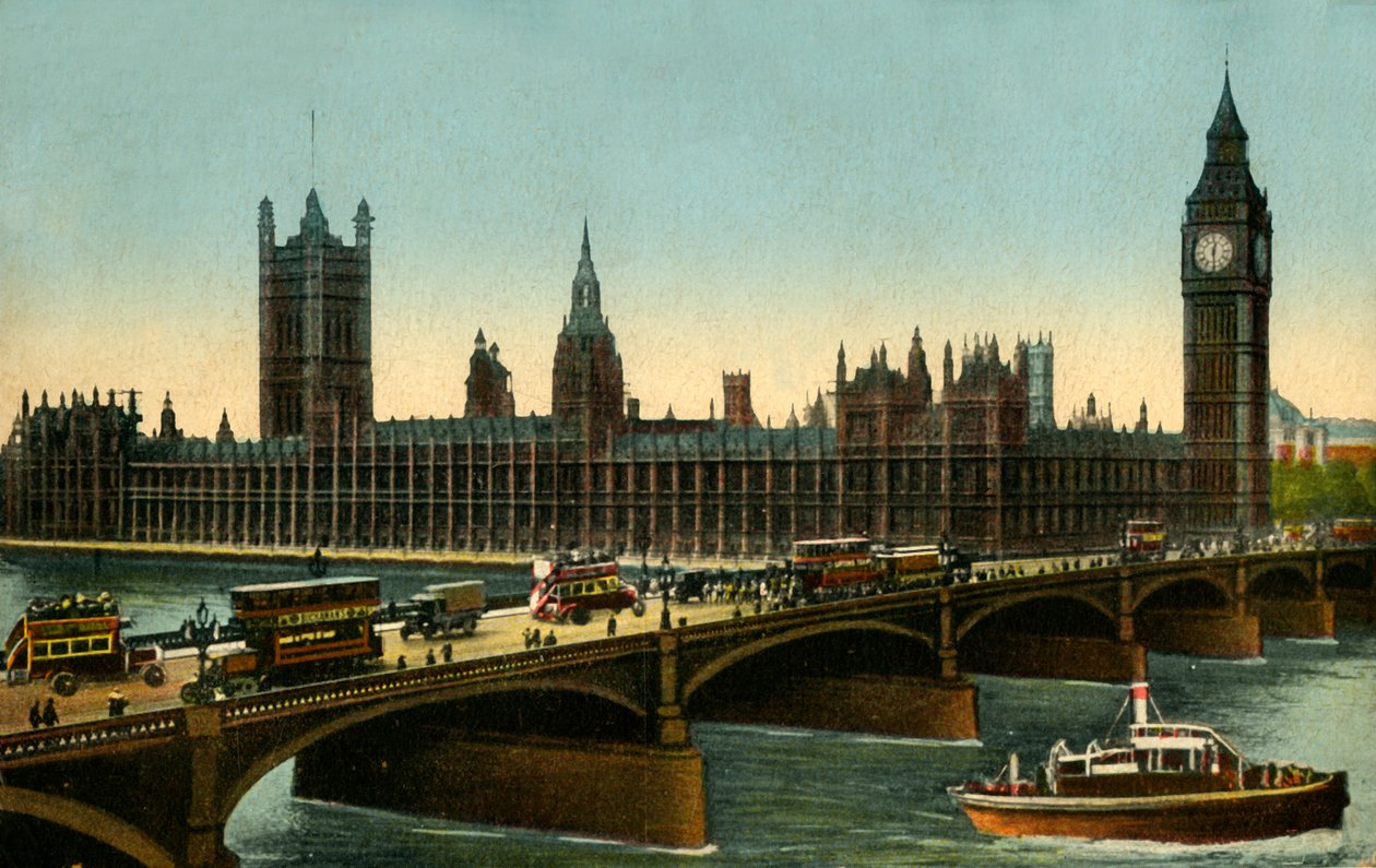 Westminster Bridge och Houses of Parliament, London, c1910. av Unbekannt