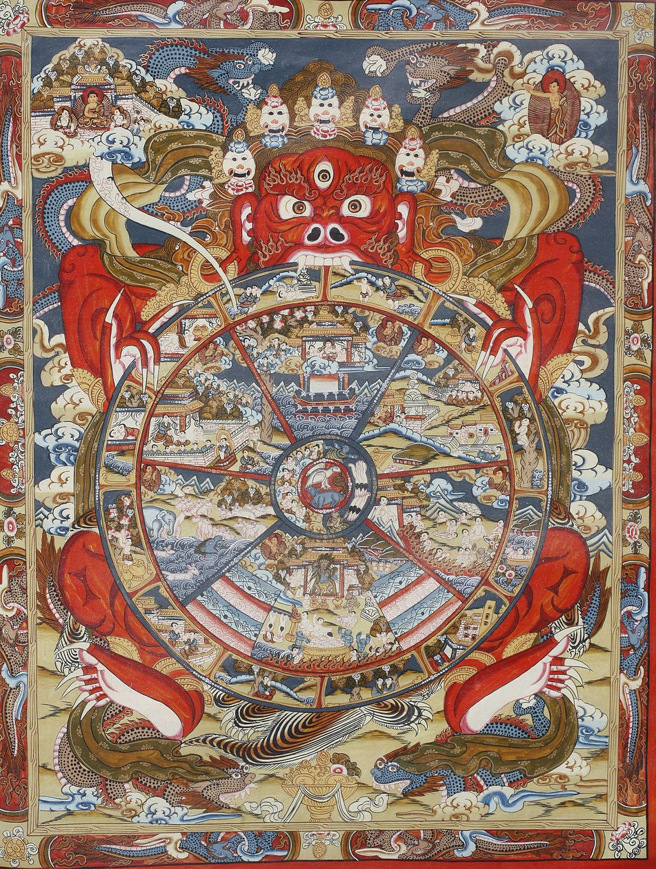 Livets hjul eller Samsaras hjul (Mandala). Kopan kloster, Bhaktapur, Nepal av Unbekannt