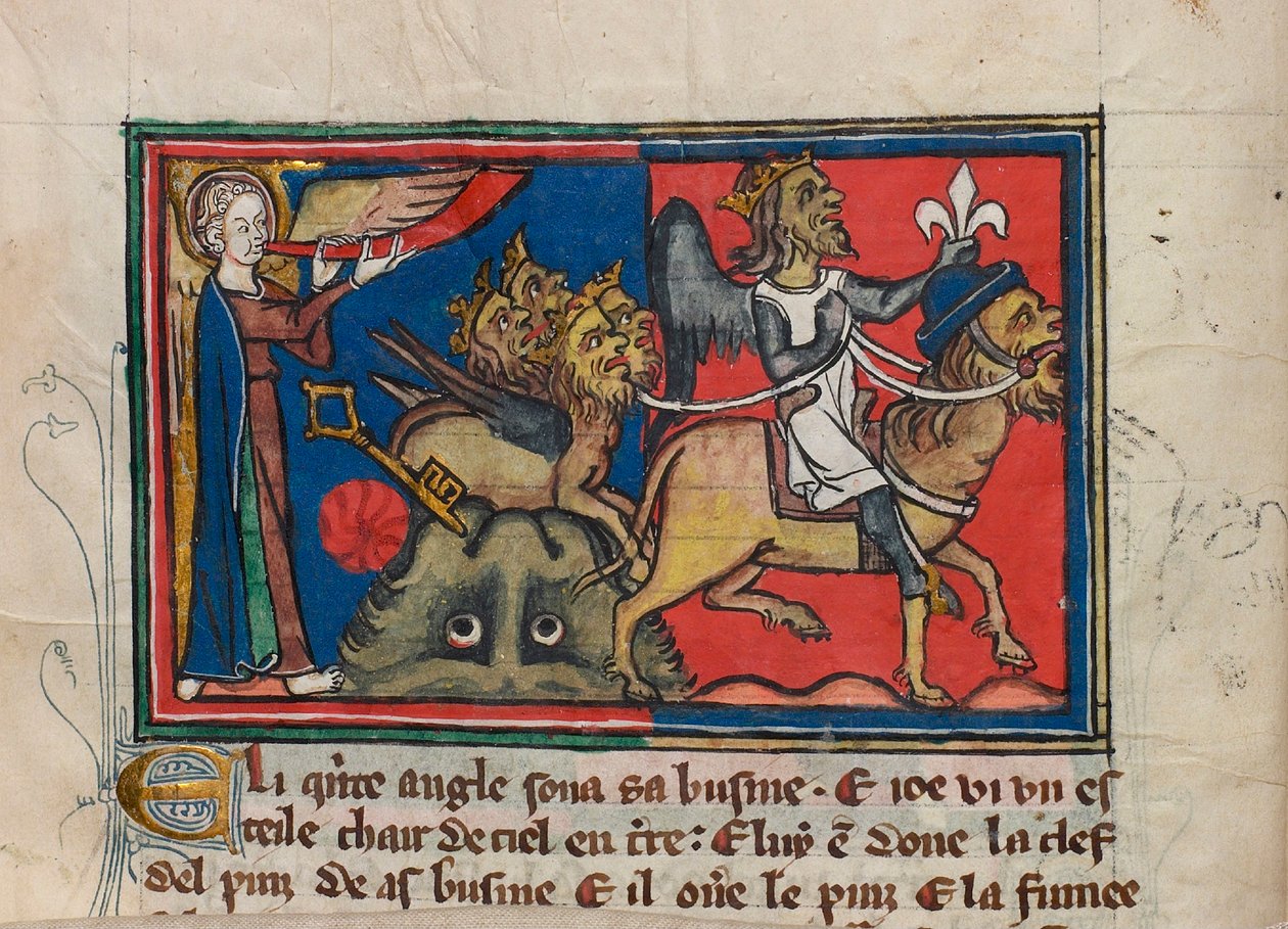 När den femte ängeln blåste i sin trumpet... Miniatyr från: Apocalypse de saint Jean, ca 1320. av Unbekannt