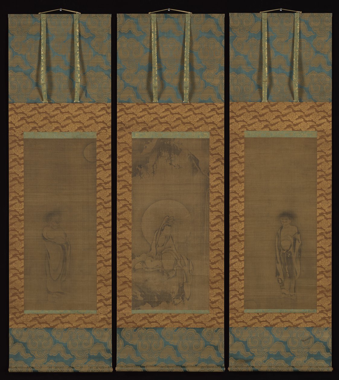 Vitklädd Guanyin med Hanshan och Shide, 1300-talet. av Unbekannt