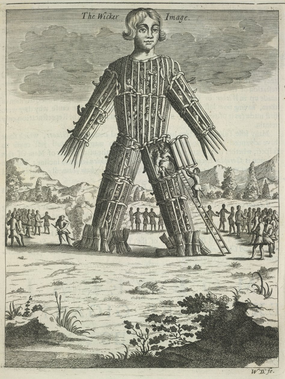 Wicker man från Britannia Antiqua Illustrata av Aylett Sammes, 1676 av Unbekannt
