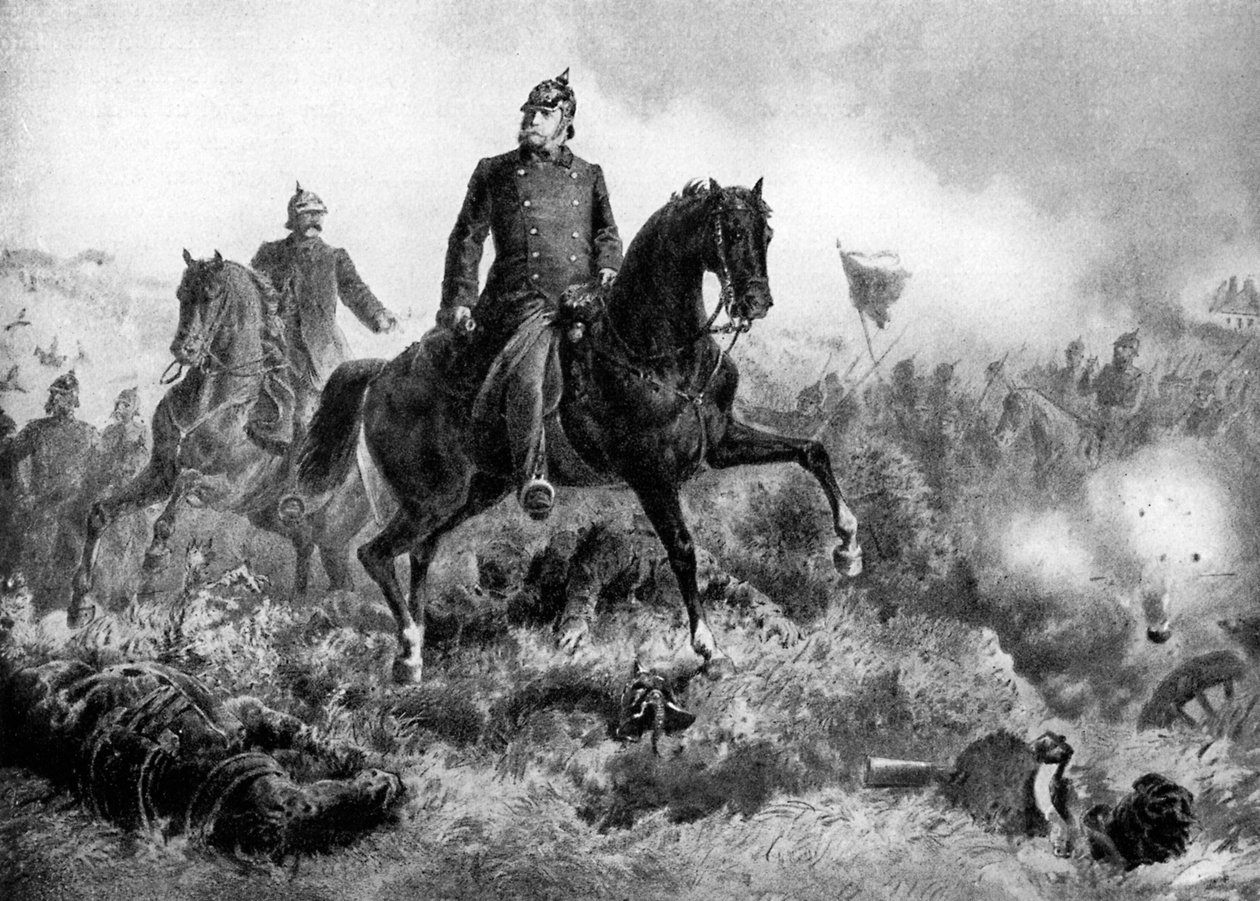 Wilhelm I i slaget vid Sadowa, 3 juli 1866, c1920 av Unbekannt