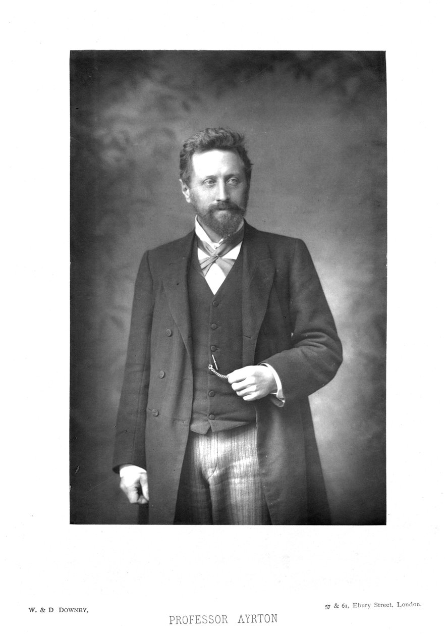 William Edward Ayrton 1847-1908, brittisk fysiker, elektroingenjör och uppfinnare, c1890 av Unbekannt