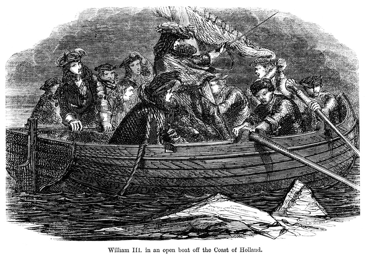William III i en öppen båt utanför Hollands kust av Unbekannt