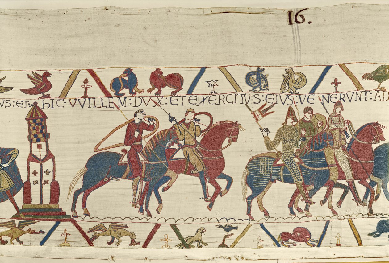 William leder sin armé mot hertig Conan av Bretagne, Bayeux Tapestry (ullbroderi på linne) av Unbekannt