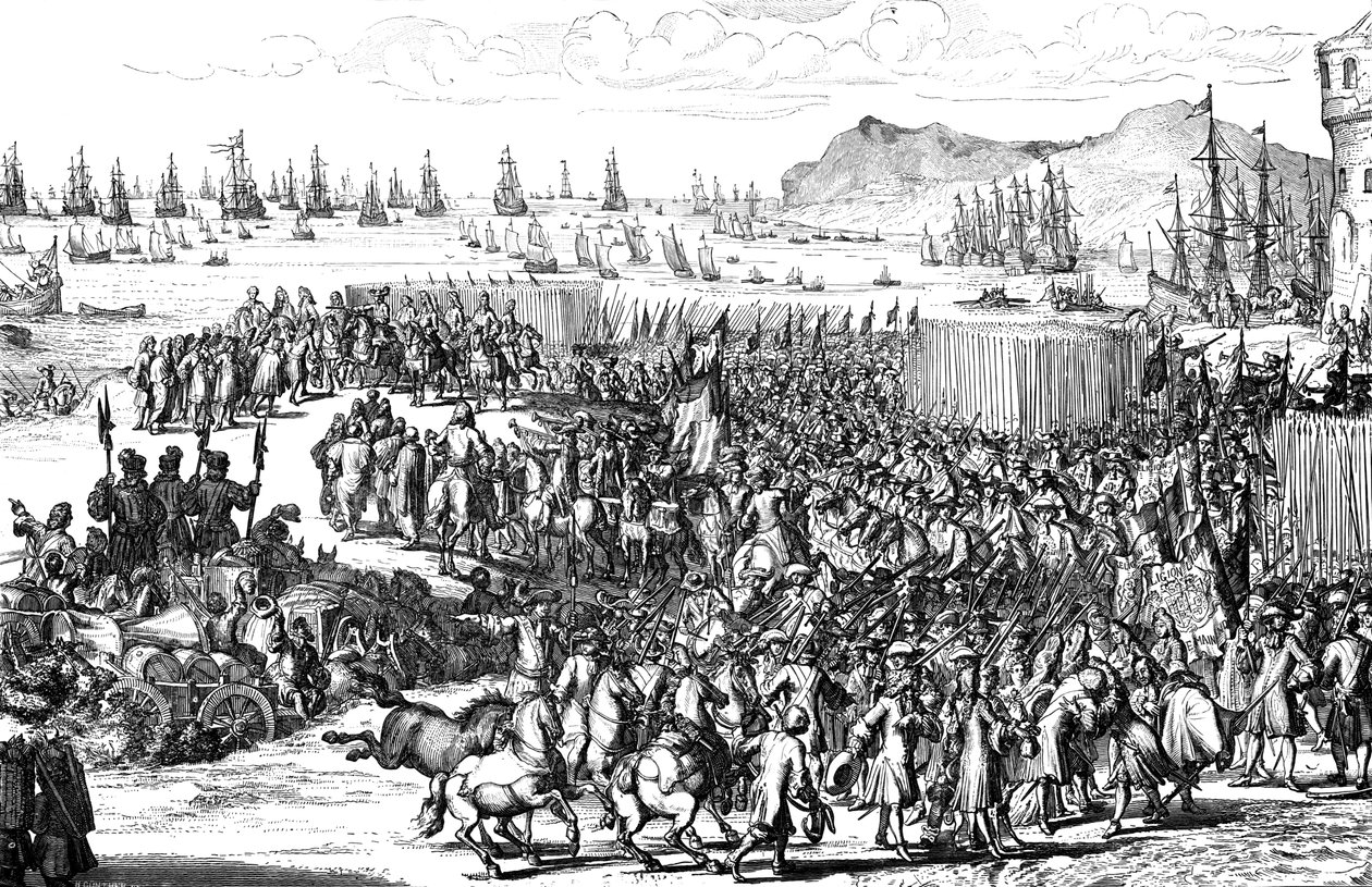 William av Orange landar med sin armé i Torbay, Devon, 5 november 1688 av Unbekannt
