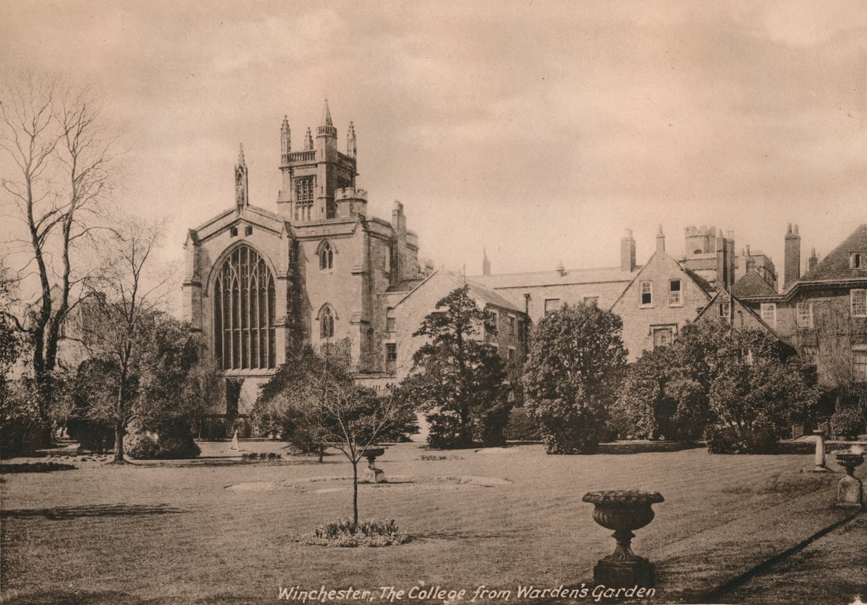 Winchester College från Wardens Garden, Hampshire, tidigt 1900-tal. av Unbekannt