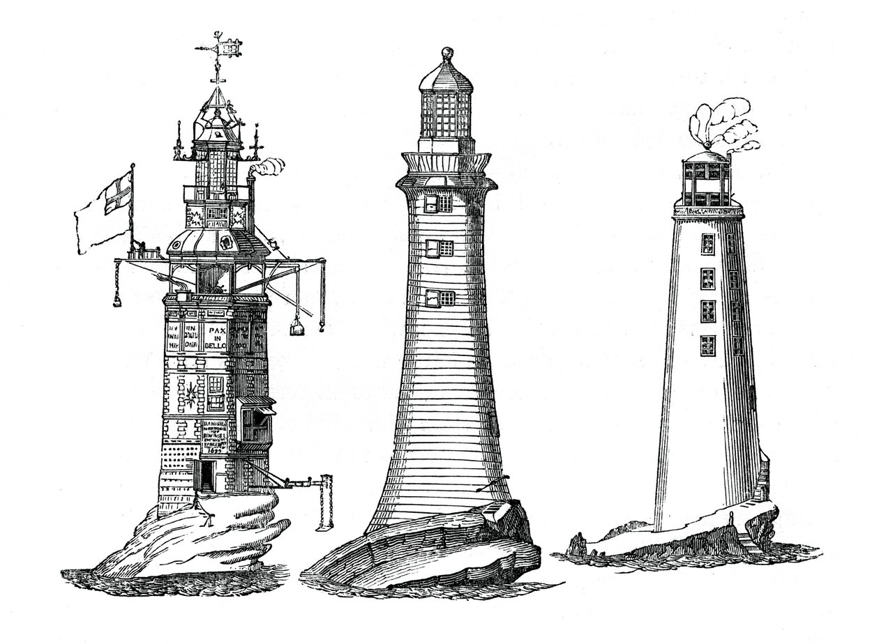 Fyrarna Winstanley, Smeaton och Rudyerd, 1833 av Unbekannt