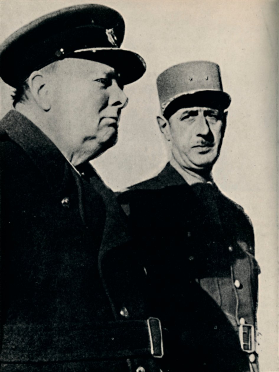 Winston Churchill och general De Gaulle, juni 1940, 1945. av Unbekannt