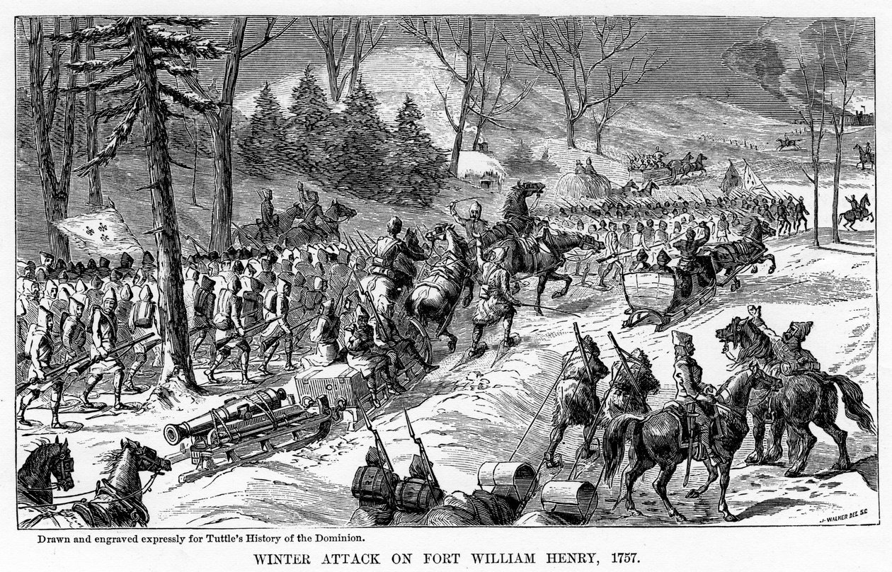 Vinterattack på Fort William Henry, delstaten New York, 1757, c1877 av Unbekannt