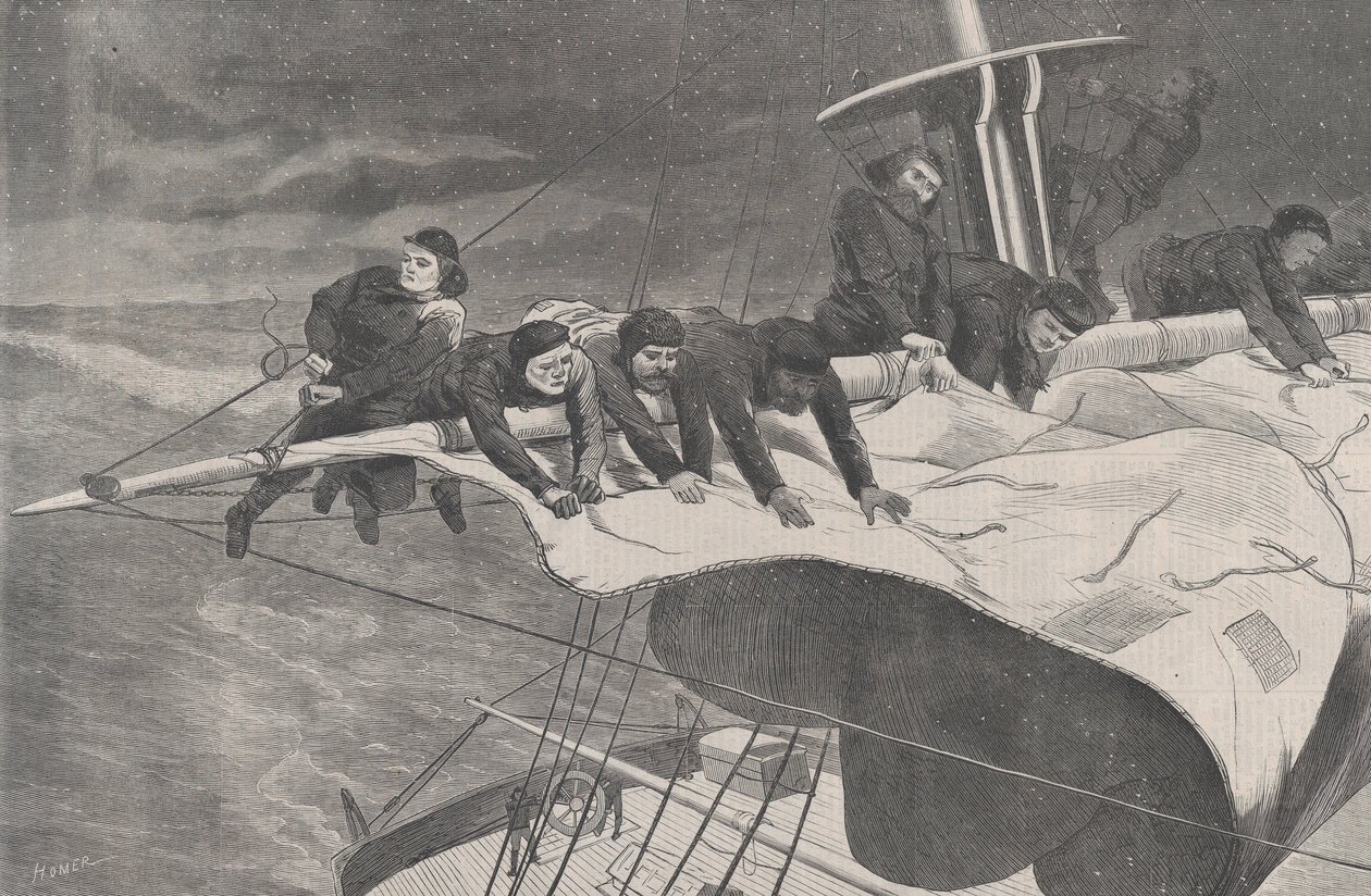 Winter at Sea - Tar in Sail off the Coast Harper