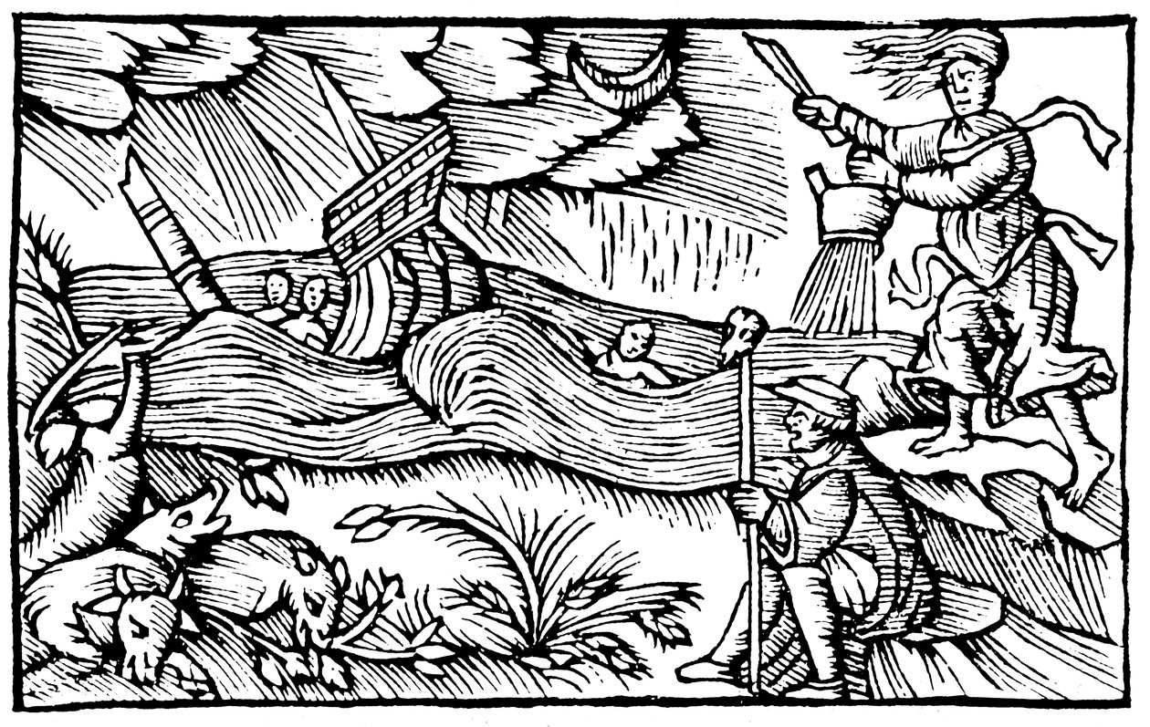Häxa väcker storm, 1562 av Unbekannt