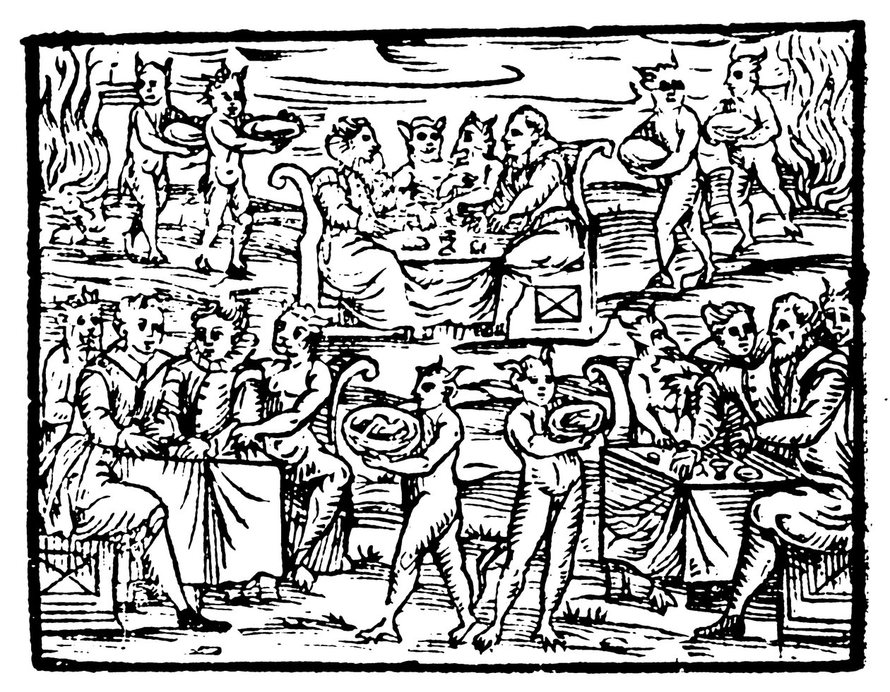 Häxor och trollkarlar festar på sabbaten, 1608 av Unbekannt
