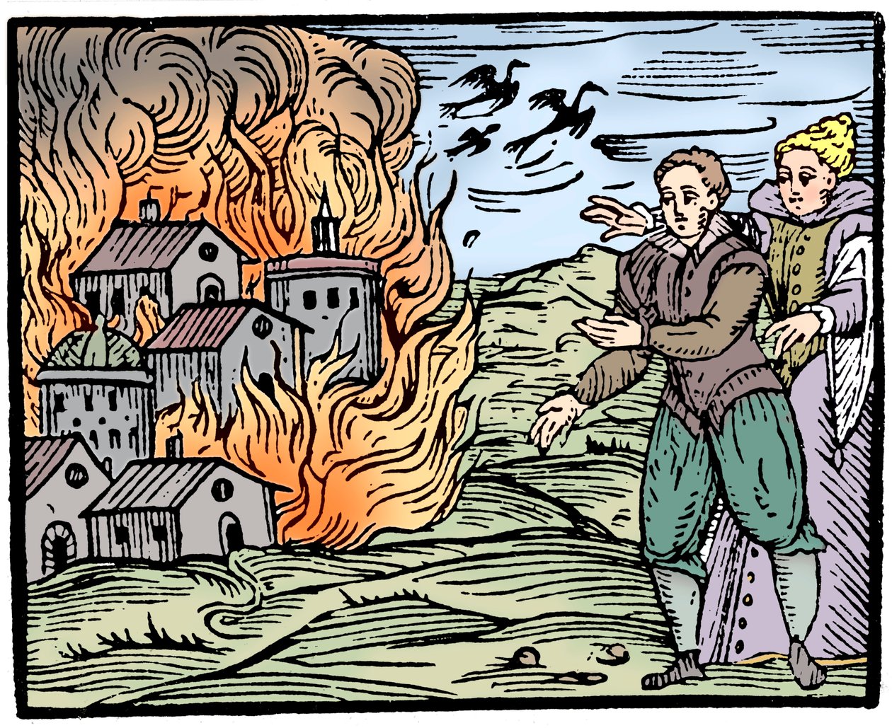 Häxor som förstör ett hus genom brand - Schwaben, 1533 av Unbekannt