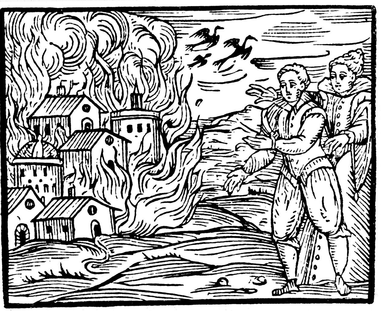 Häxor som förstör ett hus genom brand - Schwaben, 1533 av Unbekannt