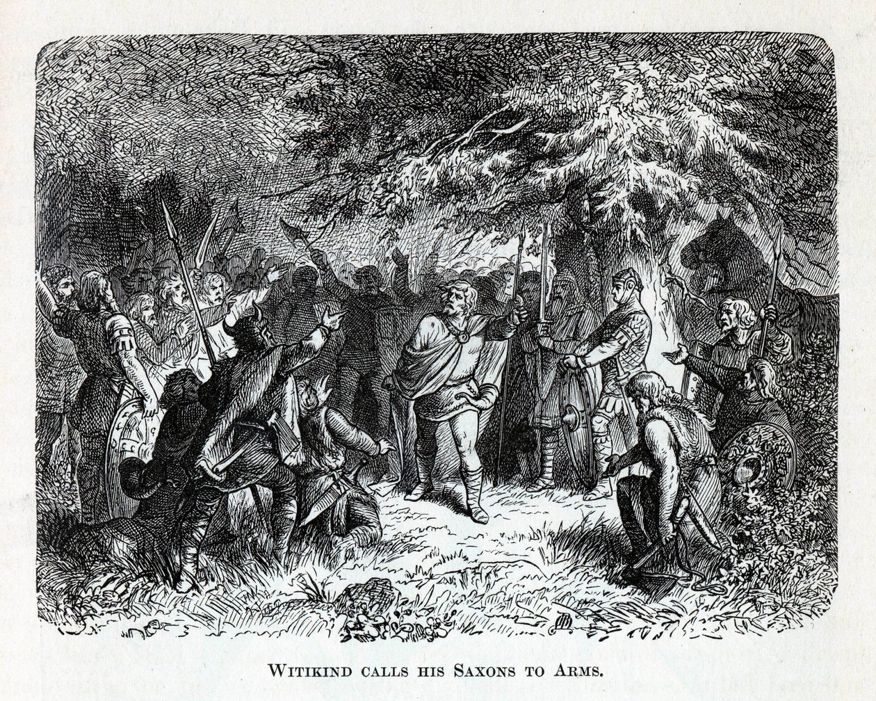 Wittekind kallar sina Saxons till vapen, 1882 av Unbekannt