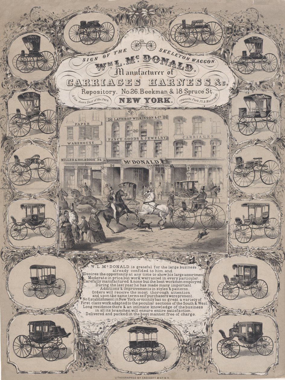 Wm. L. McDonald, Manufacturers of Carriage Harness & Co. Repository, nr 26 Beekman & 1..., 1852-86. av Unbekannt