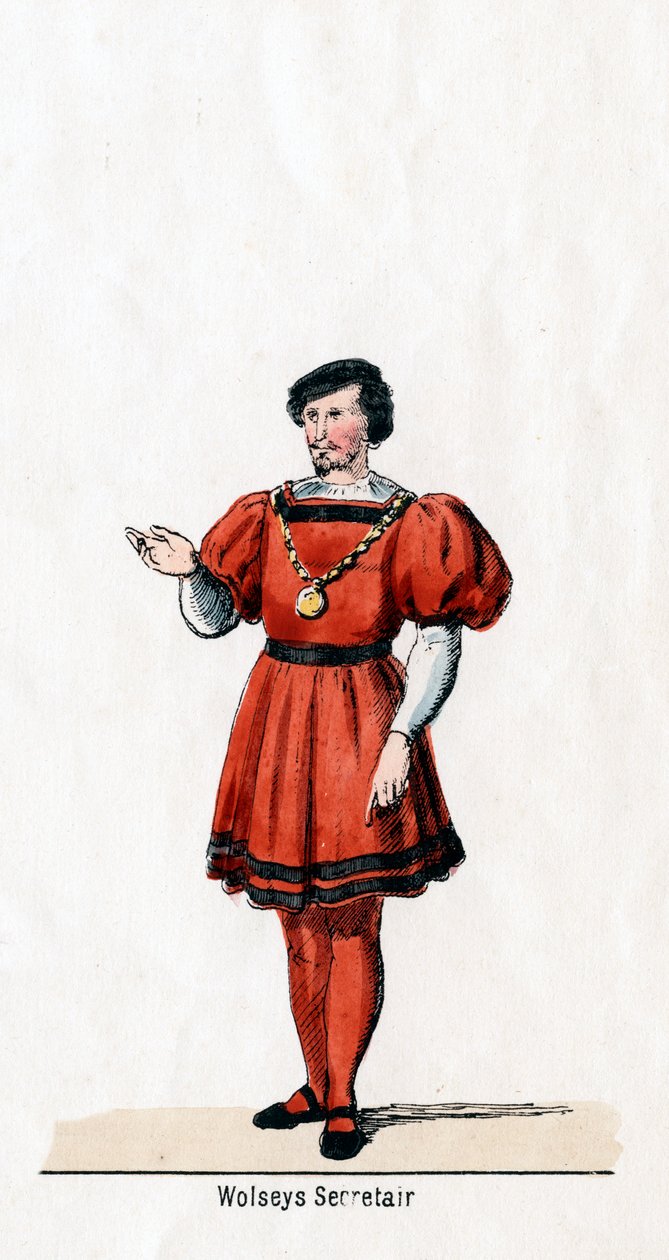 Wolseys sekreterare, kostymdesign för Shakespeares pjäs, Henry VIII, 1800-talet av Unbekannt