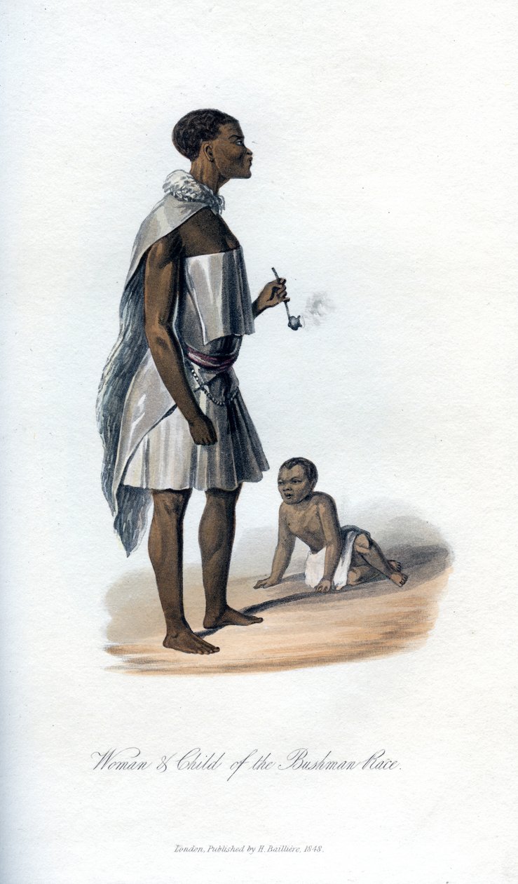 Kvinna och barn av Bushmanrasen, 1848 av Unbekannt