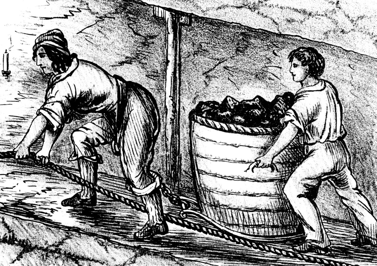 Kvinna och en pojke som arbetar i en kolgruva, Bolton, Lancashire, 1848 av Unbekannt