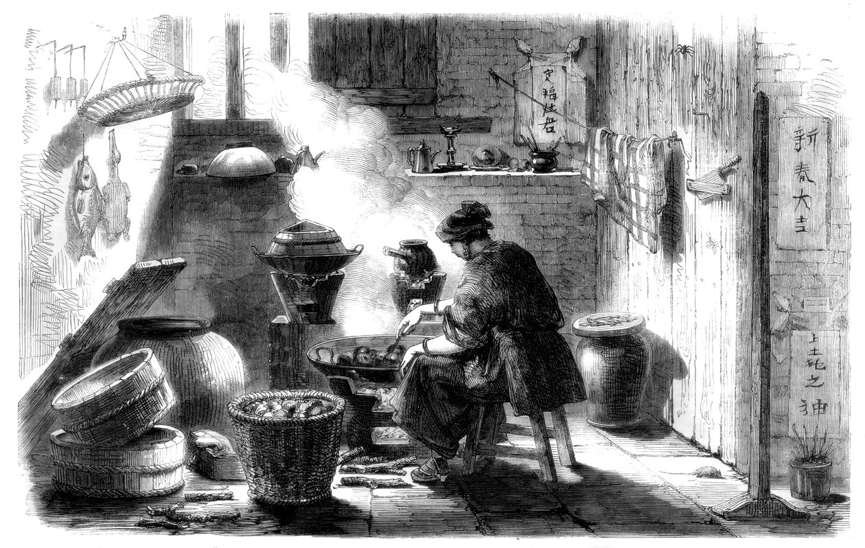 Kvinna som förbereder kakor för det kinesiska nyåret, 1861 av Unbekannt
