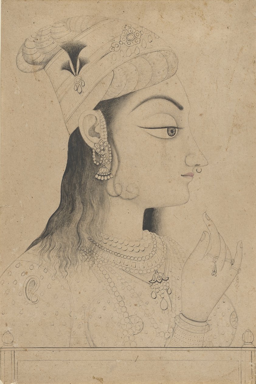 Kvinna med turban Klädd som Radha, sent 1800-tal. av Unbekannt