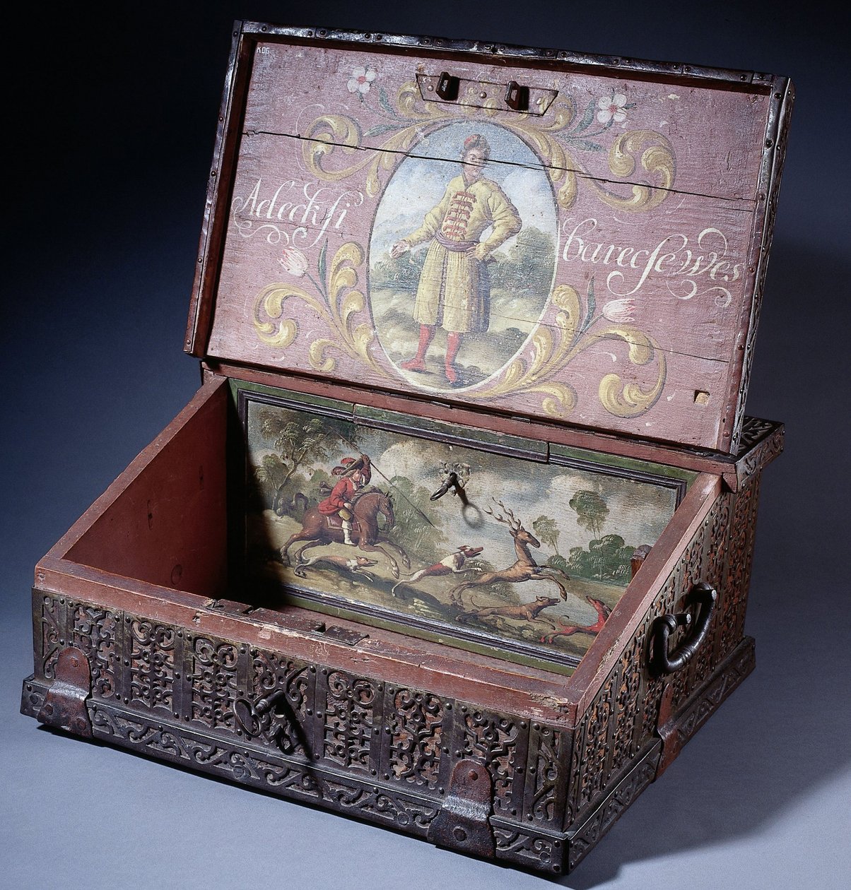 Träkassa eller skrivlåda med porträtt av Peter den stores son, ca. 1695 av Unbekannt