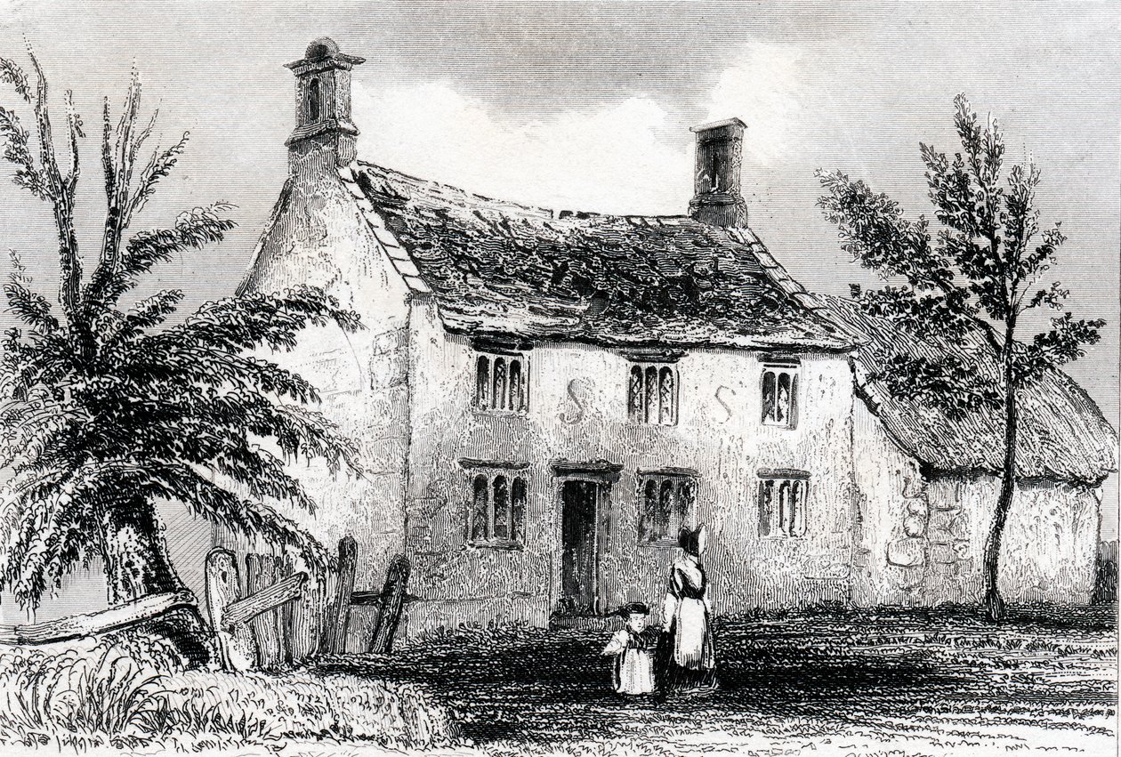 Woolsthorpe Manor, nära Grantham, Lincolnshire, födelseplats för Sir Isaac Newton, 1840 av Unbekannt