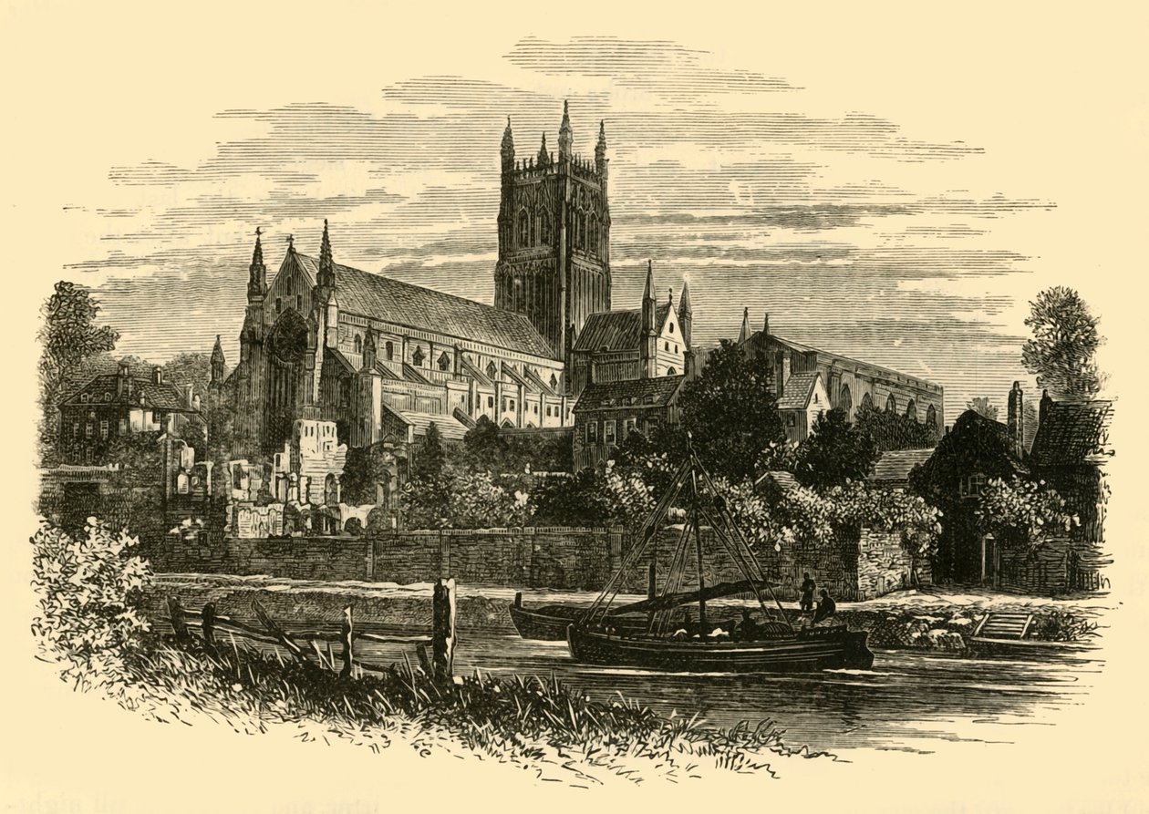 Worcester Cathedral, från floden, 1898. av Unbekannt