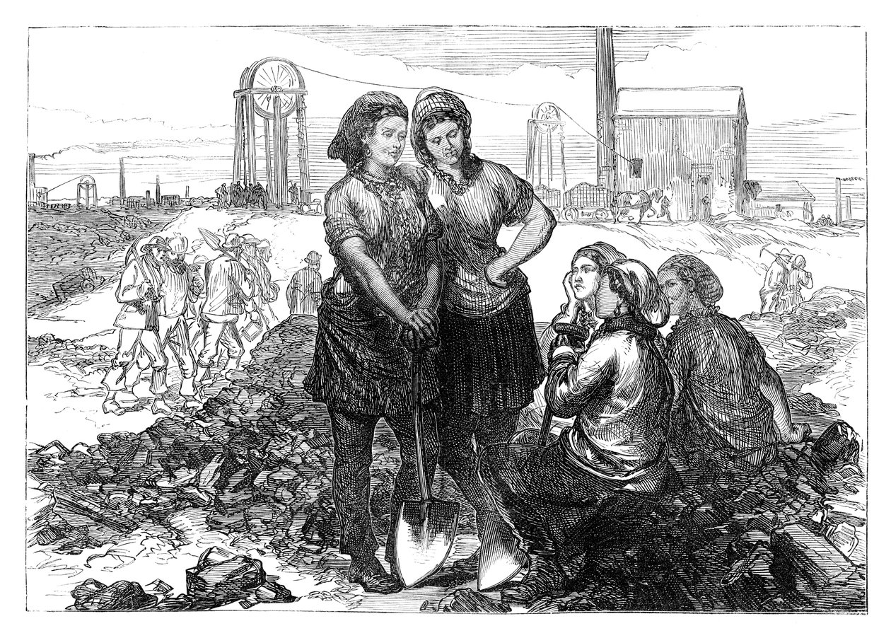 Arbetarflickor på Wigan Collieries, sent 1800-tal av Unbekannt