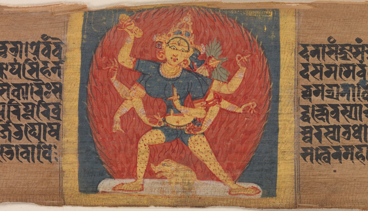 Vredna åttaarmade och treansiktiga gudinnan Tara Marichi..., ca. 1090. av Unbekannt