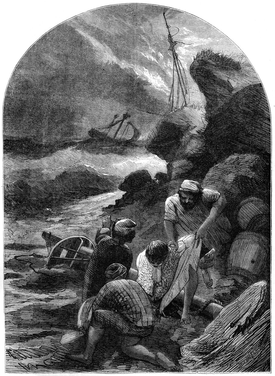 Wreckers strippar kroppen av Sir C Shovel, 1707, 1800-talet av Unbekannt