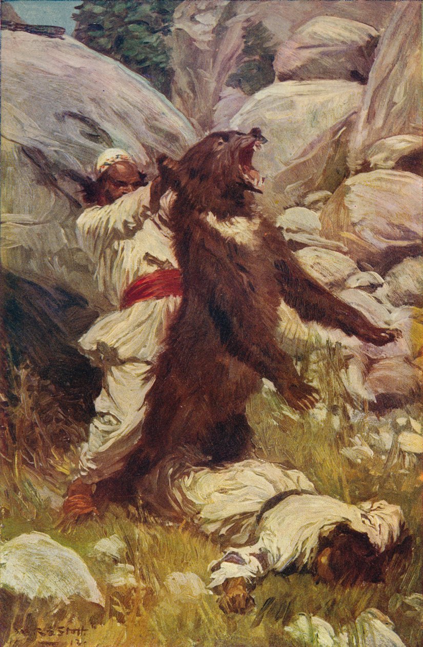 Brottning med en björn, c1912 av Unbekannt
