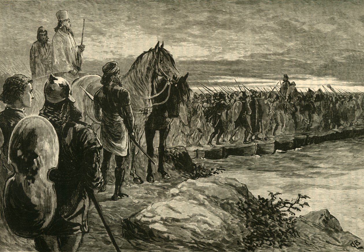 Xerxes korsar Hellespont, 1890. av Unbekannt