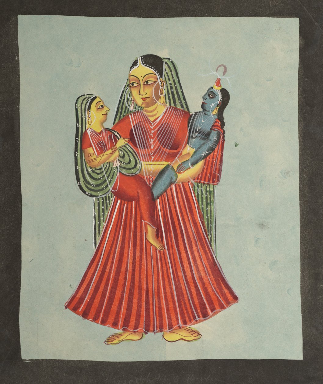 Yasoda Holding Krishna och Radha, 1800-talet. av Unbekannt
