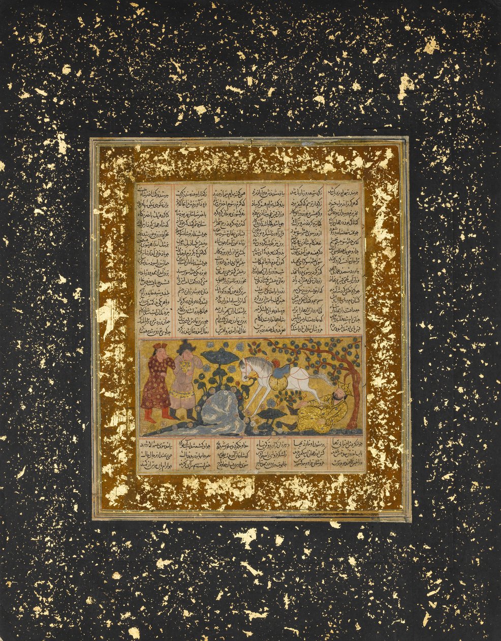 Yazdegird I Kicked to Death by the Water Horse, Folio from a Shahnama..., ca. 1300-30. av Unbekannt