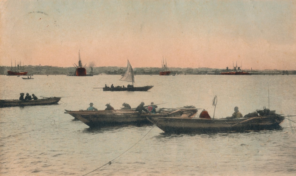 Yokohamas hamn, Japan, c1918 av Unbekannt