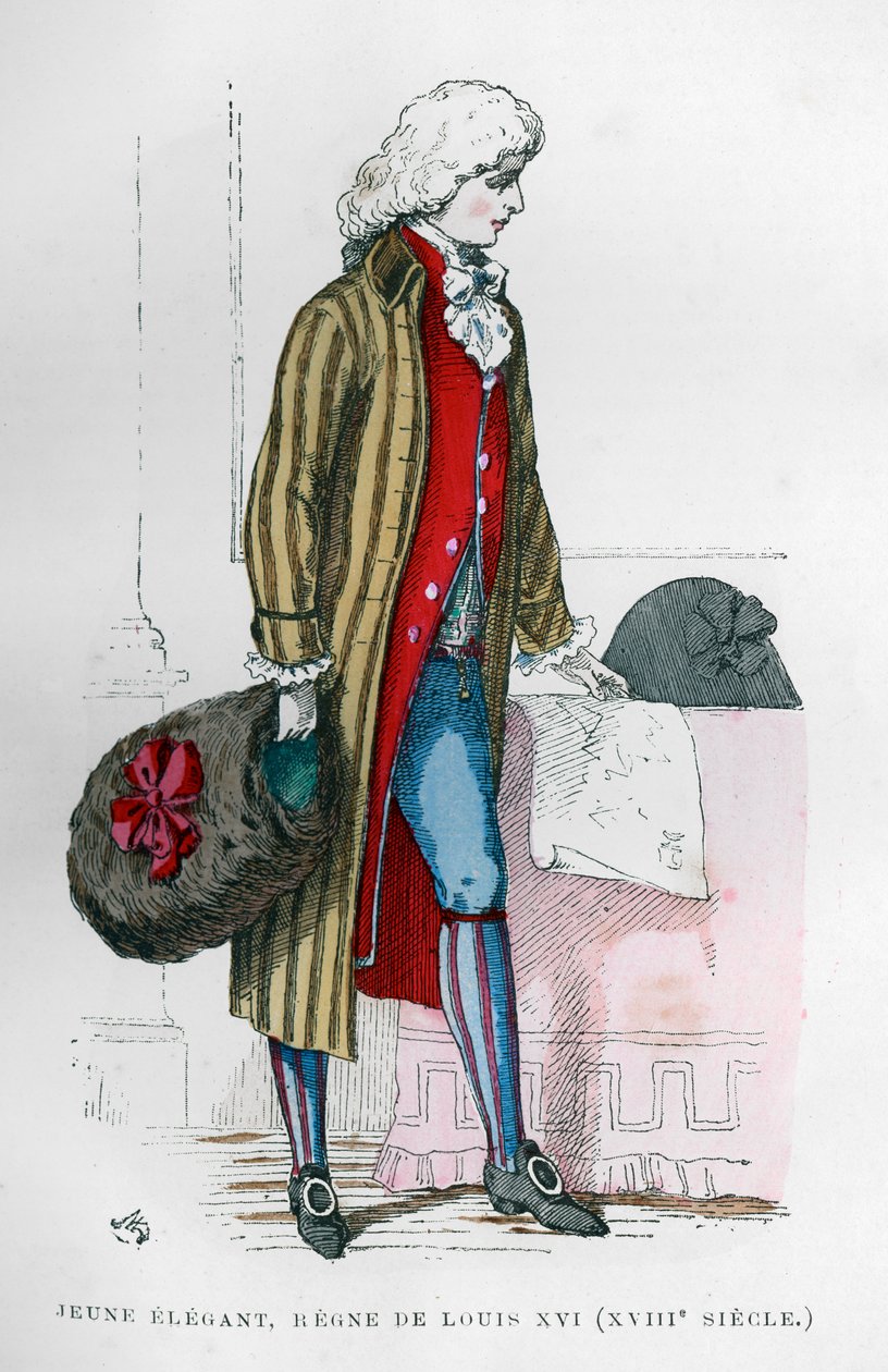 Ung dandy i kostym av Ludvig XVI:s regeringstid, 1700-talet 1882-1884 av Unbekannt