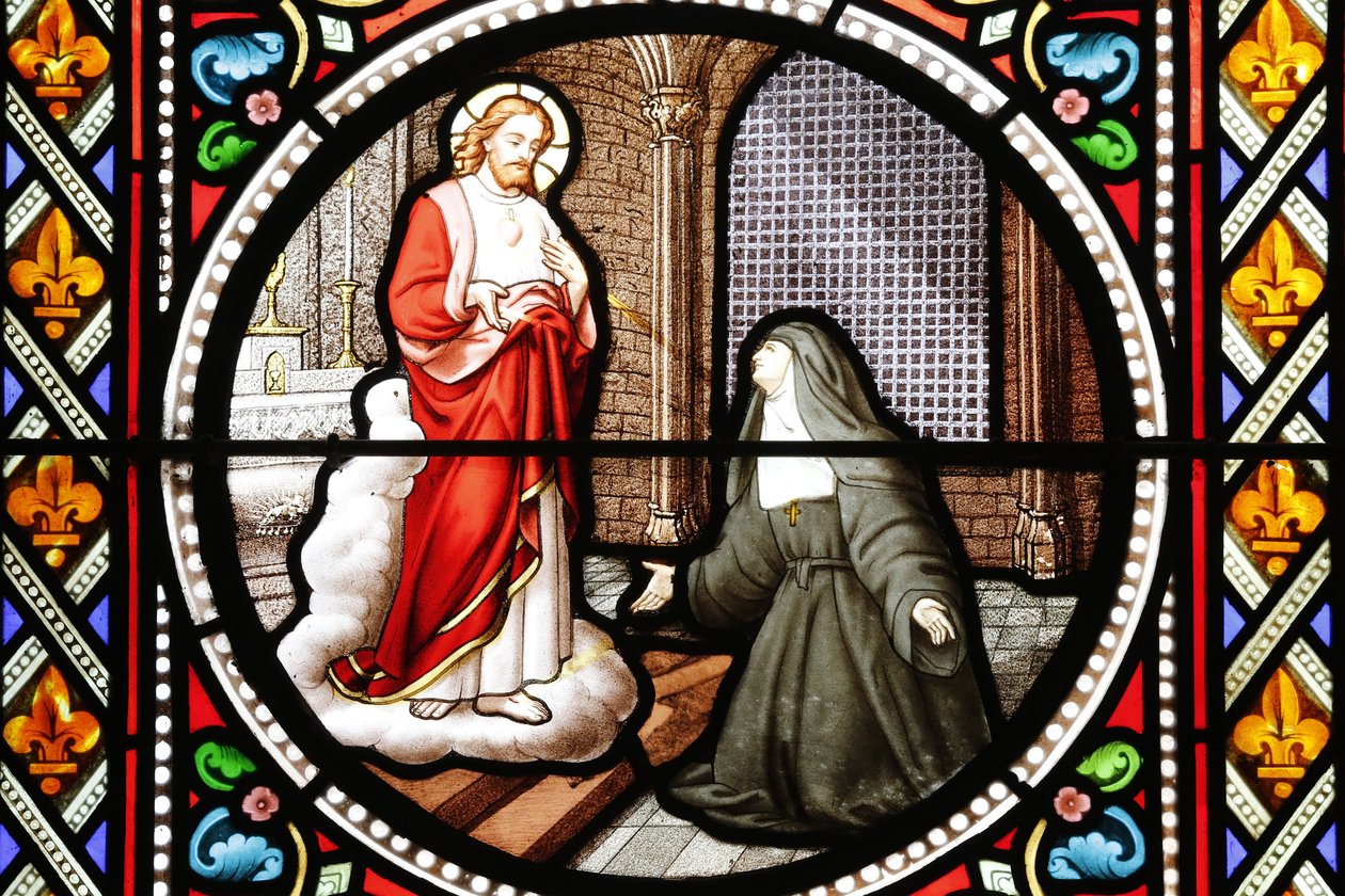Saint Marguerite-Marie (Marguerite Marie) Alacoque (1647-1690) mystiker av besöksordningen Målat glas Paray den monial Saone et Loire av Unbekannt