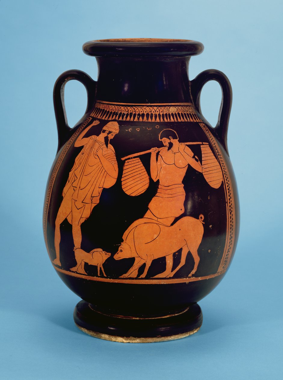 Attic rödfigurerad pelike: grisar, svinhjordar och Odysseus, av grismålaren, 470-60 f.Kr. av Unbekannt Unbekannt