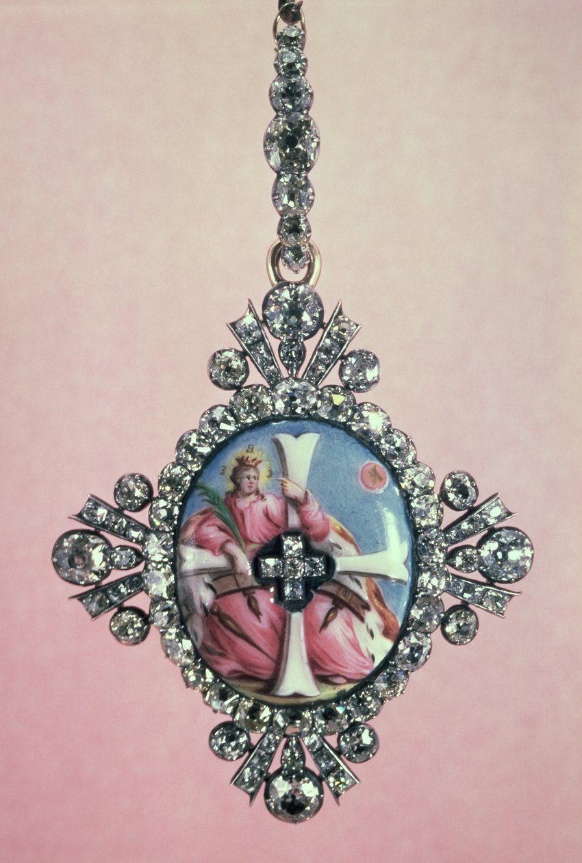 St. Katarinaordens märke, silversatt med briljantslipade diamanter och emaljminiatyr, 1770-80 av Unbekannt Unbekannt