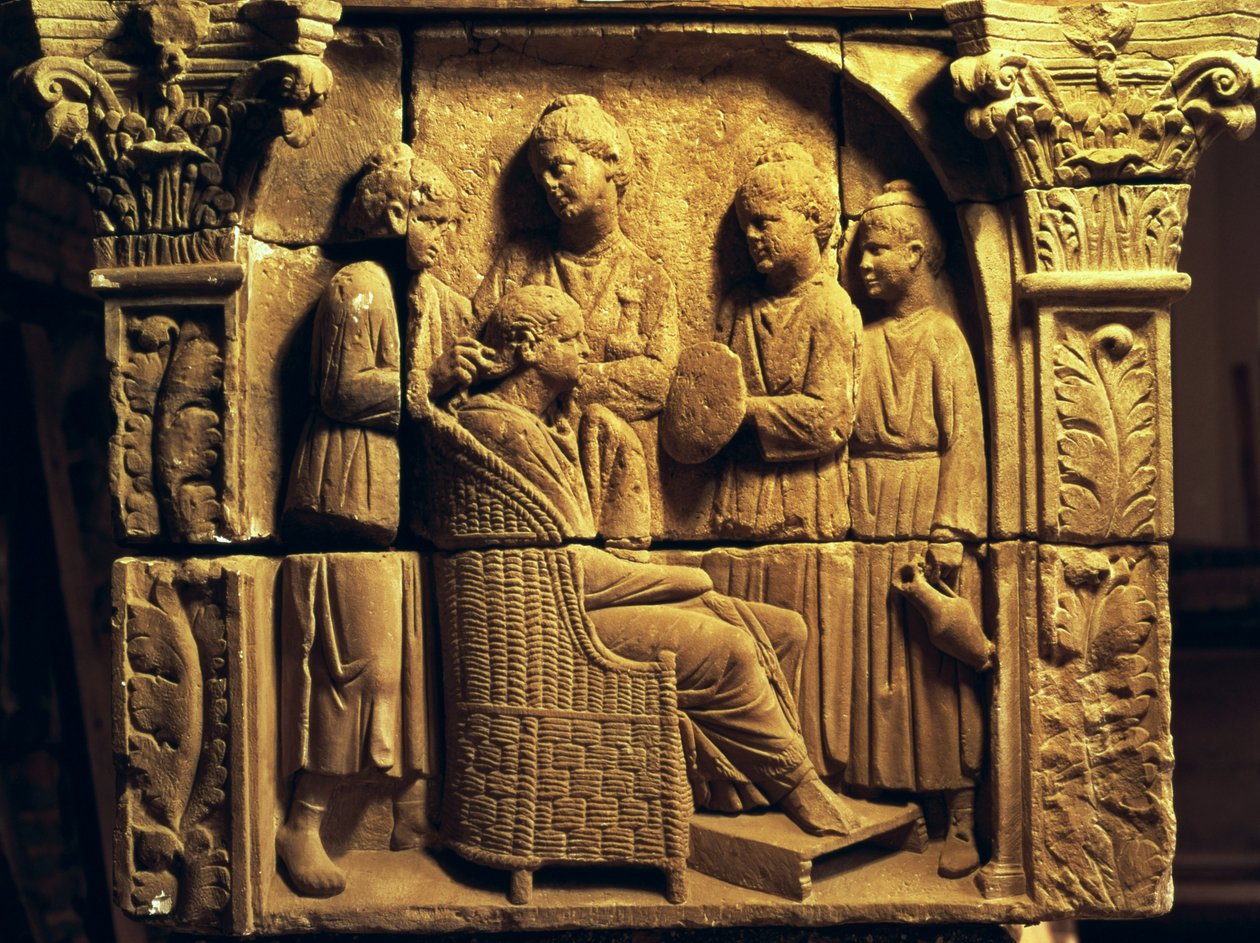Basrelief av en frisör, romersk, ca 200-talet av Unbekannt Unbekannt