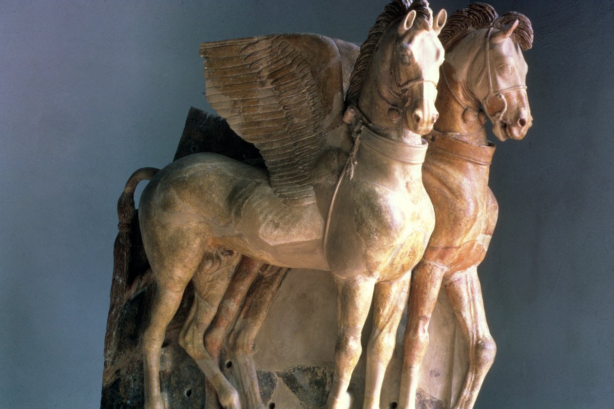 COX I 309 Par bevingade terrakottahästar, från templet i Tarquinia, Italien, 500-6000 f.Kr. (se även 60481) av Unbekannt Unbekannt