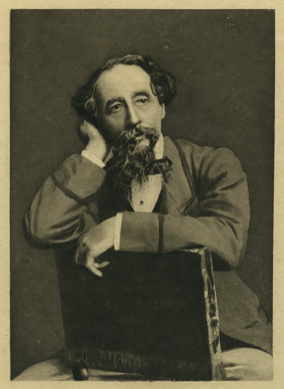 Charles Dickens, porträtt efter fotografi av Herbert Watkins (f.1828) (mezzotint) av Unbekannt Unbekannt