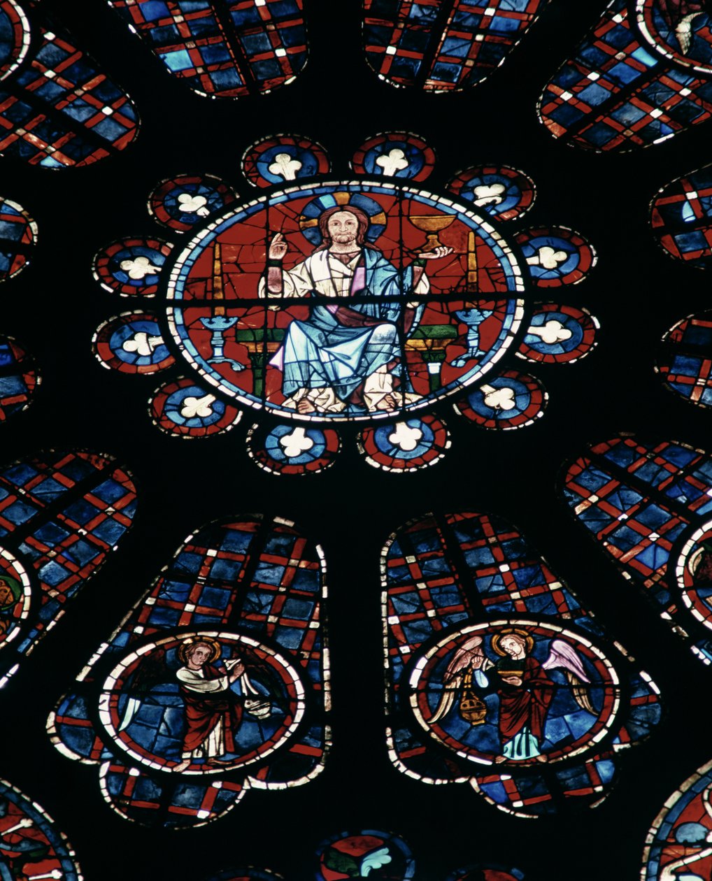 Kristus i Majestät; sydrosa fönster, c.1226 av Unbekannt Unbekannt