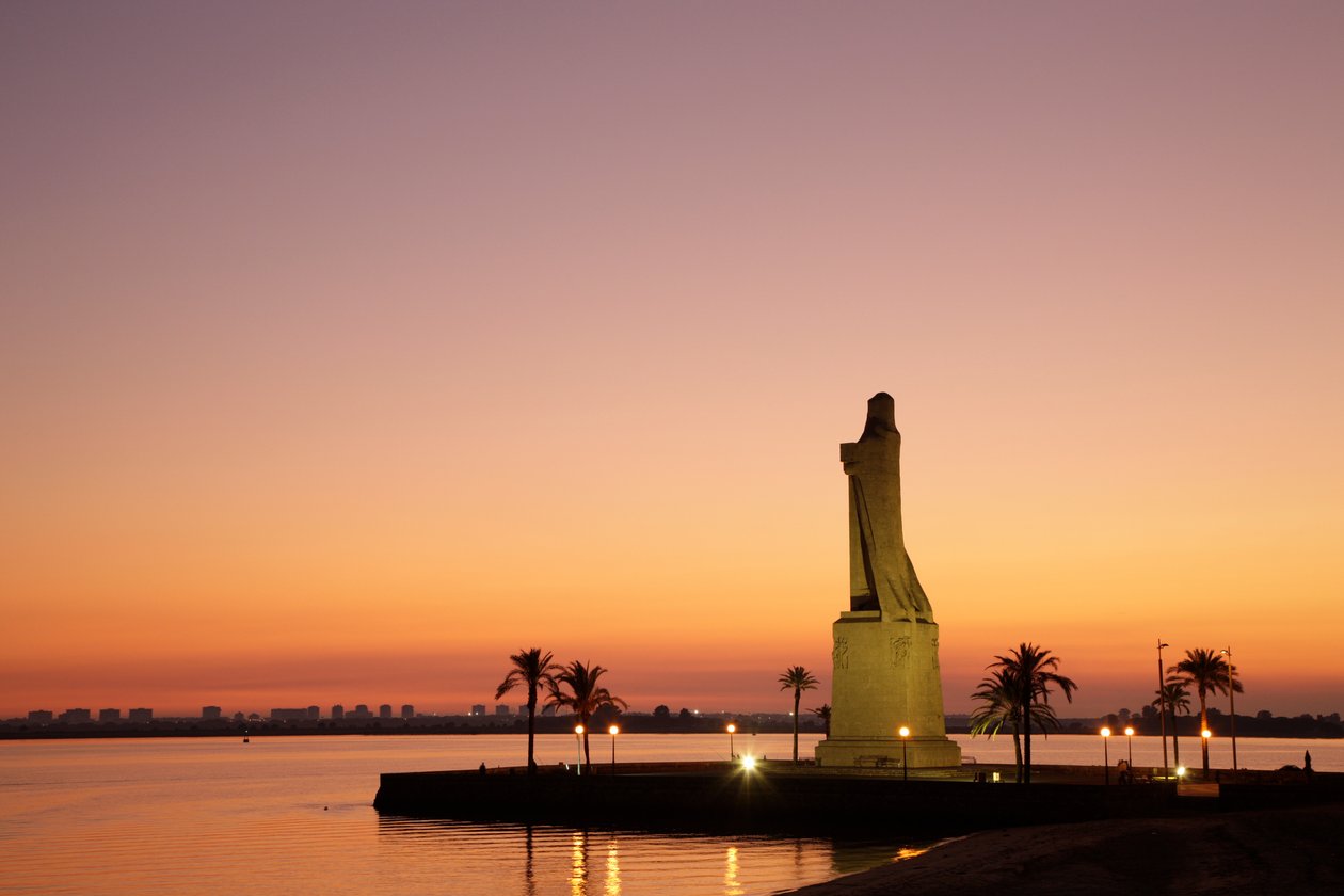 Columbus-monumentet skulpterat av Gertrude V. Whitney vid Punta del Sebo nära Huelva, Huelvaprovinsen, Andalusien, södra Spanien. av Unbekannt Unbekannt
