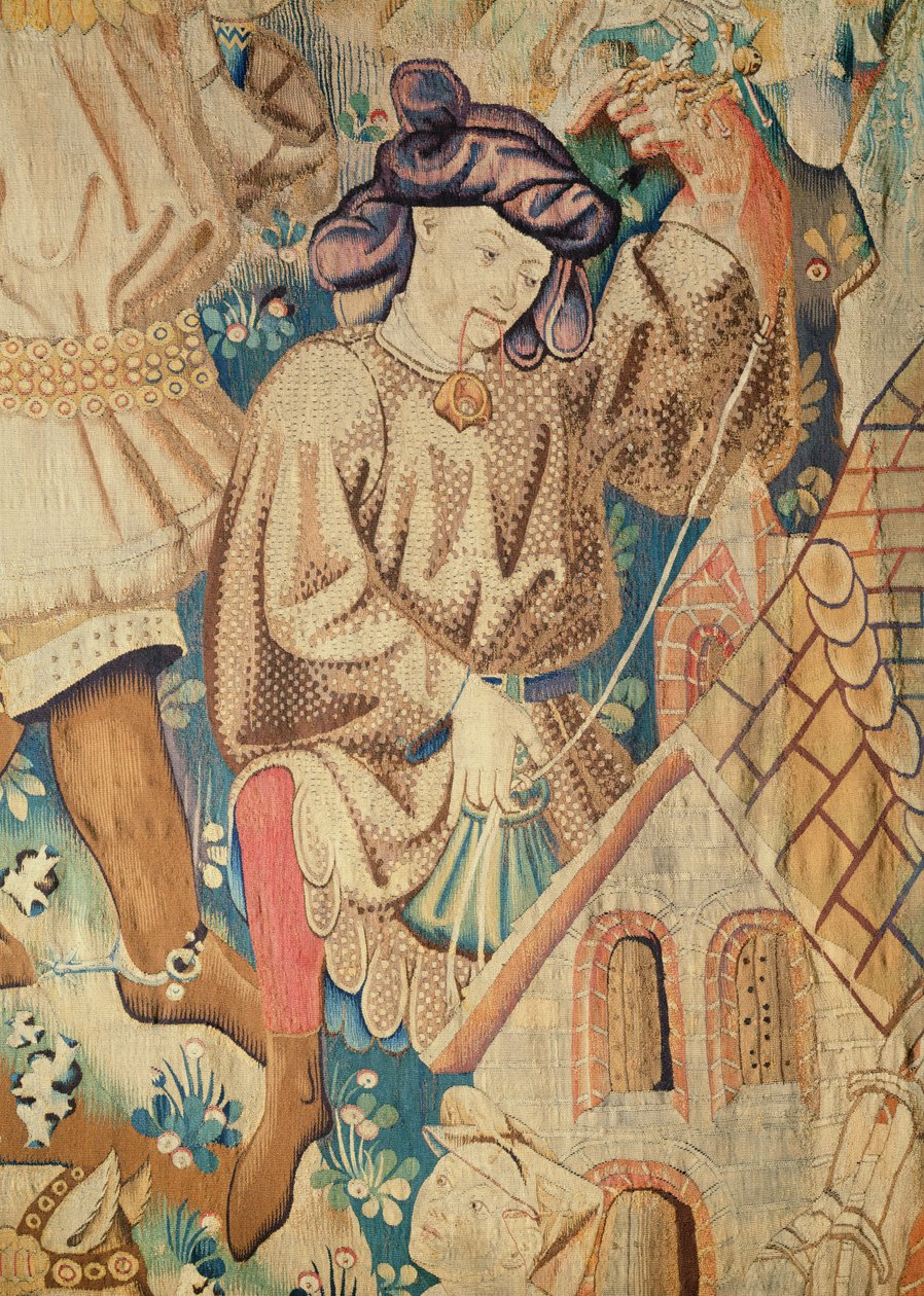Detalj från en av Devonshire Hunting Tapestries, Arras 1425-50 av Unbekannt Unbekannt