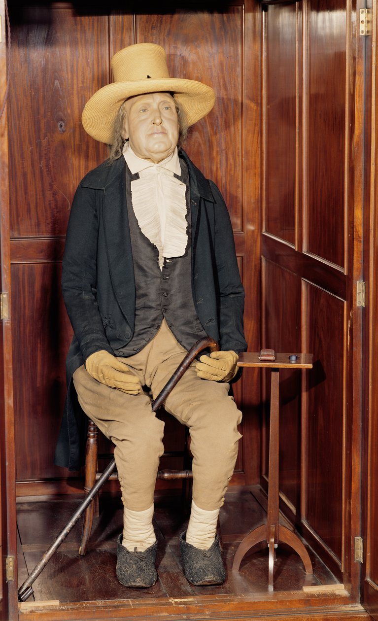 Balsamerad kropp av Jeremy Bentham som utställd på University College av Unbekannt Unbekannt
