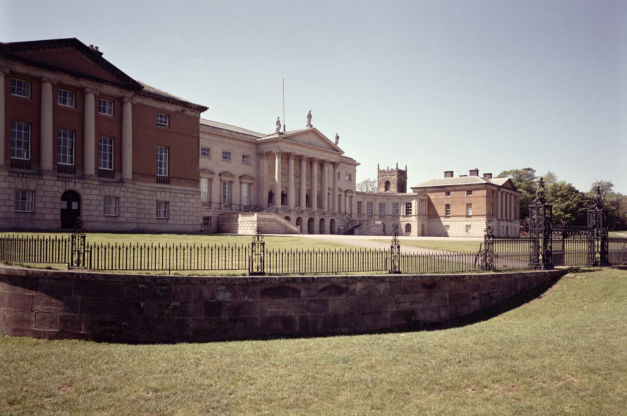 Exteriör av sydfronten, Kedleston Hall, Derbyshire, byggd 1759-65 av Unbekannt Unbekannt