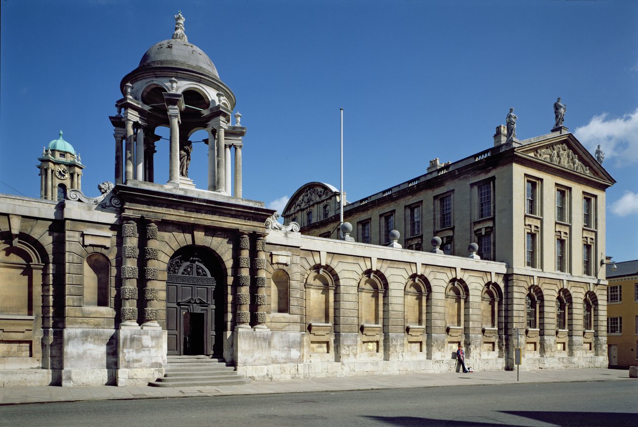 Exteriör av den främre fyrhjulingen på The Queens College, Oxford, byggd 1709-34 av Unbekannt Unbekannt